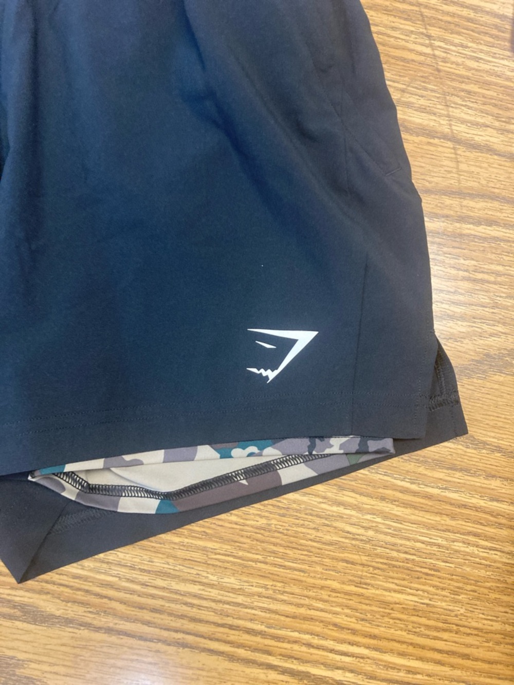 NWT Gymshark Men’s sport 5’ short 2 in 1 Black with Camo Liner size S - Picture 3 of 8